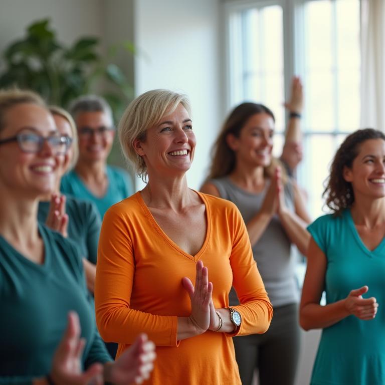 Group of adults participating in a wellness workshop
